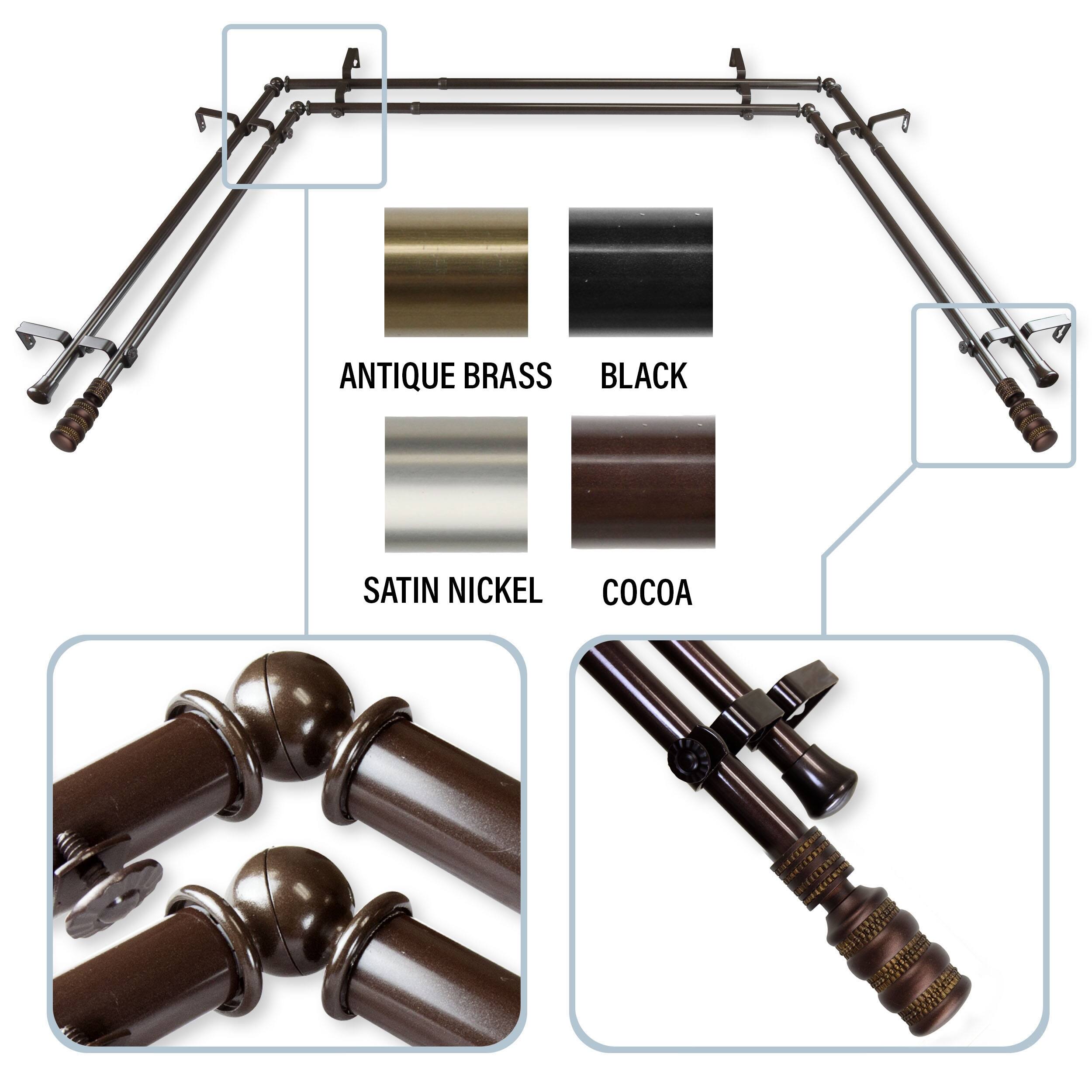 InStyleDesign Cork 13/16" Double Bay Window Curtain Rod Bed Bath